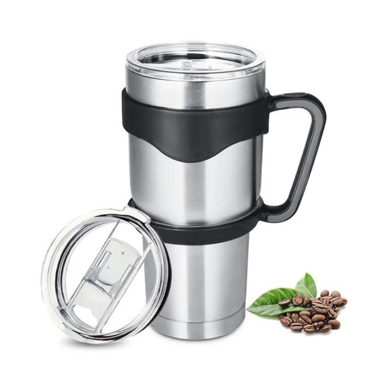 ISP Thermo 30 oz/887 ML Stainless Steel Vacuum Insulated Tumbler Cup w/ Removable Handle & Straw Coffee Ice Cup Double Wall Vacuum Coffee Cup Thermal Cups for Hot and Cold drinks, Suitable for Beach, Travel, Party, Office