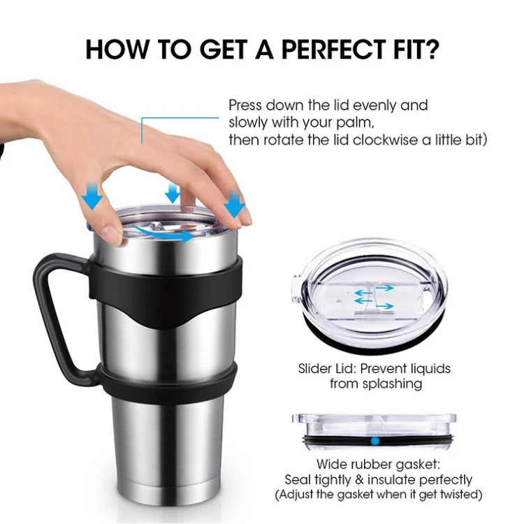 ISP Thermo 30 oz/887 ML Stainless Steel Vacuum Insulated Tumbler Cup w/ Removable Handle & Straw Coffee Ice Cup Double Wall Vacuum Coffee Cup Thermal Cups for Hot and Cold drinks, Suitable for Beach, Travel, Party, Office