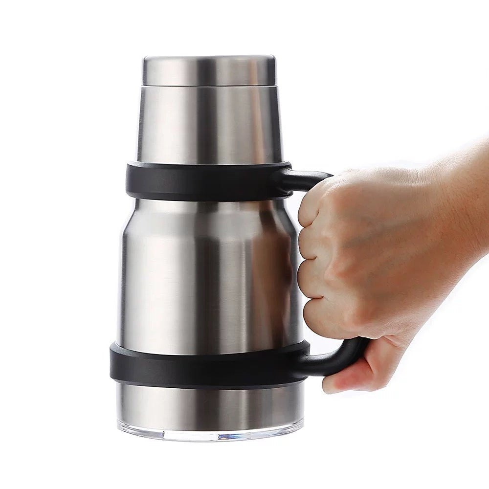 ISP Thermo 30 oz/887 ML Stainless Steel Vacuum Insulated Tumbler Cup w/ Removable Handle & Straw Coffee Ice Cup Double Wall Vacuum Coffee Cup Thermal Cups for Hot and Cold drinks, Suitable for Beach, Travel, Party, Office