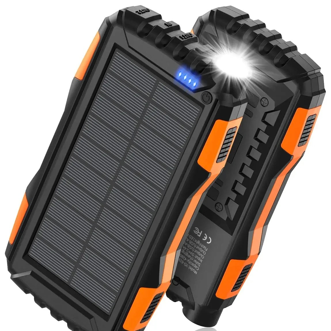 INNOVATIVE PowerBank Solar Portable-Charger - 42800maH Power Bank Large Capacity Hand Charging , IP66 Waterproof Built in 3 Output and 3 Input Cables and Flashlight 5V3.1A Fast Charger Compatible with All Smart Phones and Devices