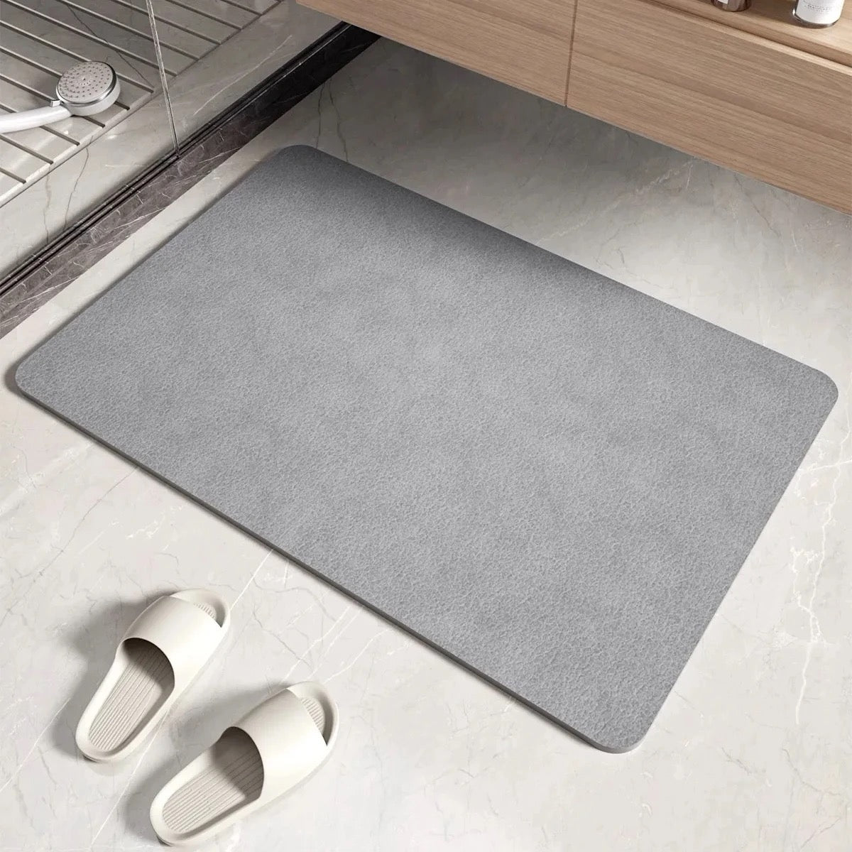 ISP New Technology Leather Absorbent Bath mat, Leather diatomite Quick Drying Bath mat, Gray Thin Bath mat, Suitable for Bathroom, Kitchen and Toilet. Mat Rug-Rubber Non Slip Quick Dry Super Absorbent  15.7” * 47.2”