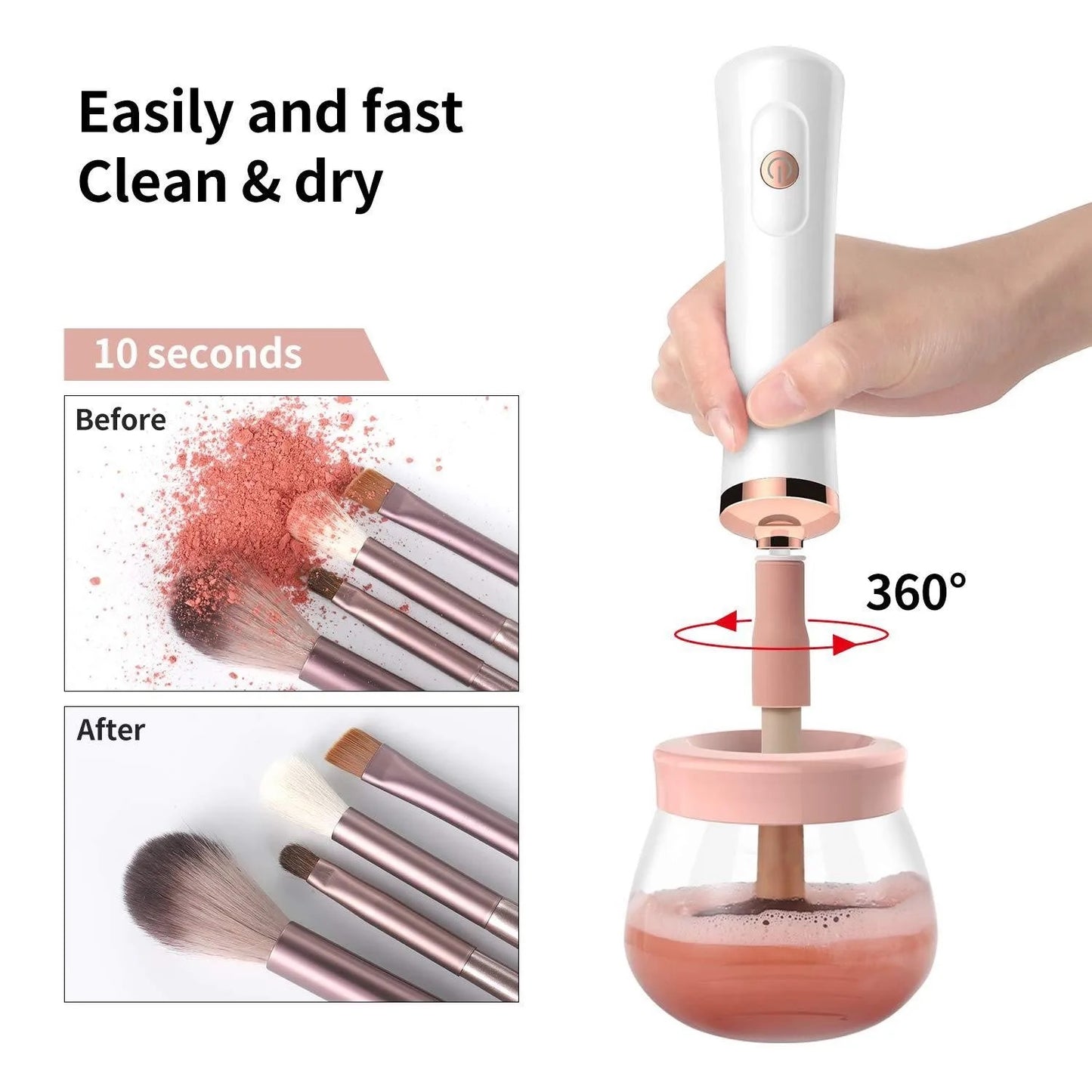 ISP Makeup Brush Cleaner and Dryer Machine Deep Clean Make up Brush Cleaners Tools with 8 Elastic Rubber Connectors Fits almost all Cosmetic  Brushes (black)