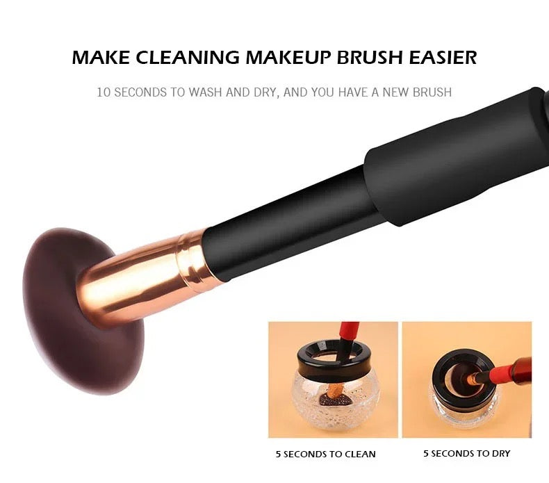 ISP Makeup Brush Cleaner and Dryer Machine Deep Clean Make up Brush Cleaners Tools with 8 Elastic Rubber Connectors Fits almost all Cosmetic  Brushes (black)