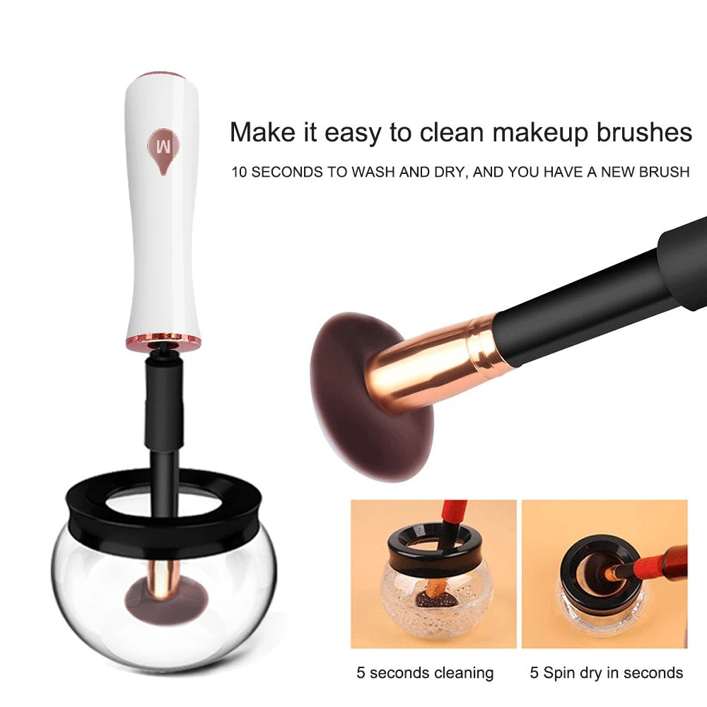 ISP Makeup Brush Cleaner and Dryer Machine Deep Clean Make up Brush Cleaners Tools with 8 Elastic Rubber Connectors Fits almost all Cosmetic  Brushes (black)