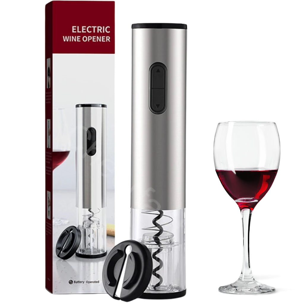 ISP Electric Wine Opener, Automatic Electric Wine Bottle Corkscrew Opener with Foil Cutter, Rechargeable (Stainless Steel)