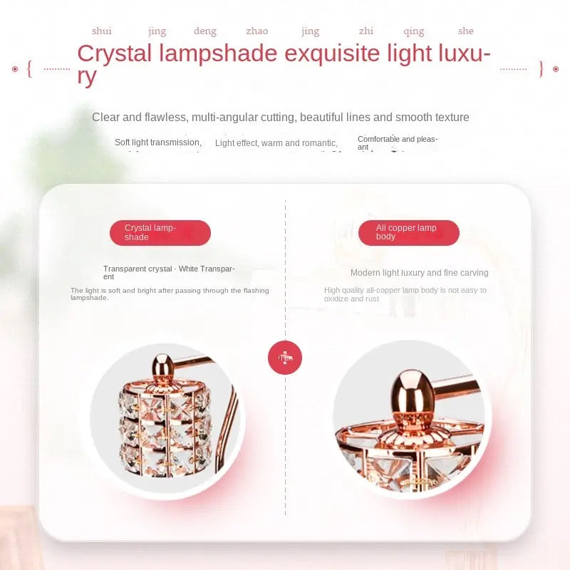 Calm Candles Essential - Candle Warmer Lamp with Timer, Dimmable Electric Candle Warmer with 4 Light Bulbs, Handmade Crystal Candle Lamp, Wax Melt Warmer with Marble, Home Decor, Valentine's Day Gift - RoseGold