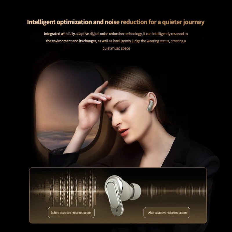 INNOVATIVE V8 by ISP Adaptive Active Noise Cancelling Wireless Earbuds, Reduce Noise by Up To 98%, Ultra Long 32H Playtime, Hi-Res Sound, Comfortable fit, LED Smart Touch Screen, 6 microphones for calls, IPX5, ENC,Compatible for All Devices