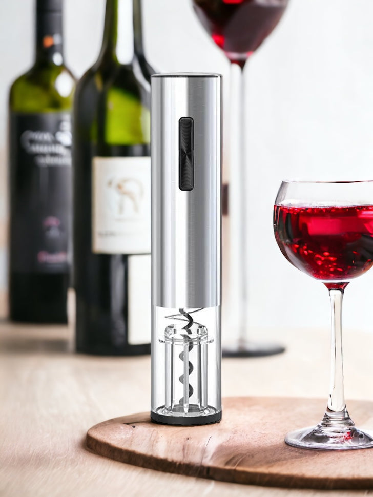 ISP Electric Wine Opener, Automatic Electric Wine Bottle Corkscrew Opener with Foil Cutter, Rechargeable (Stainless Steel)