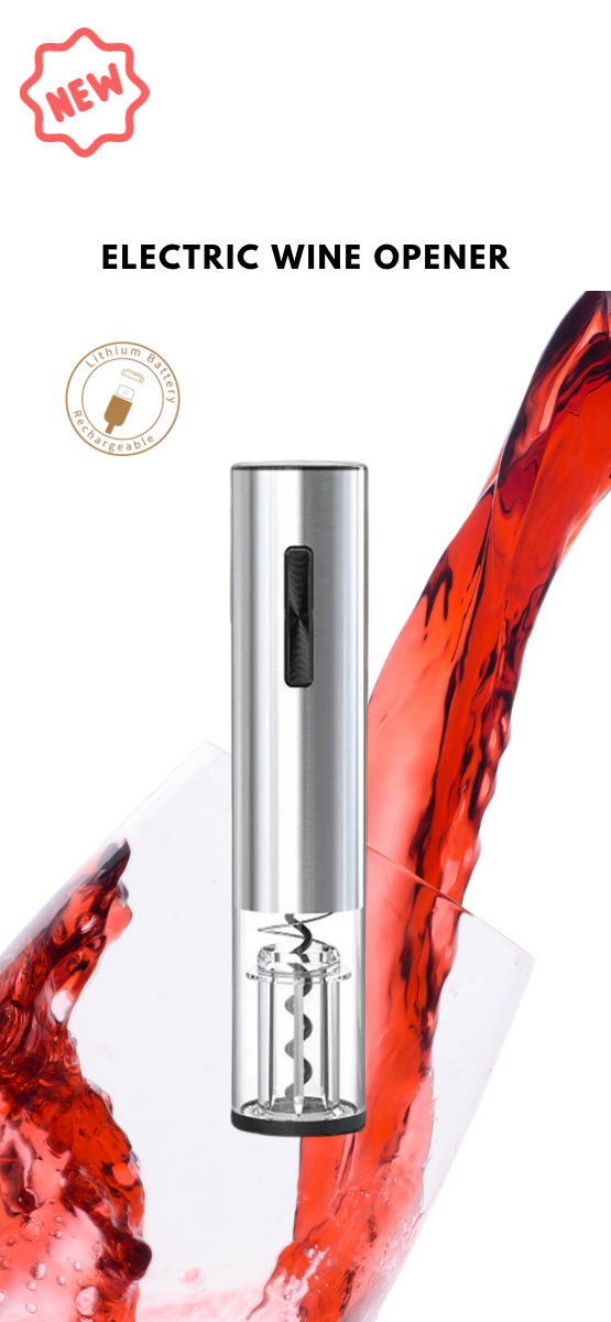 ISP Electric Wine Opener, Automatic Electric Wine Bottle Corkscrew Opener with Foil Cutter, Rechargeable (Stainless Steel)