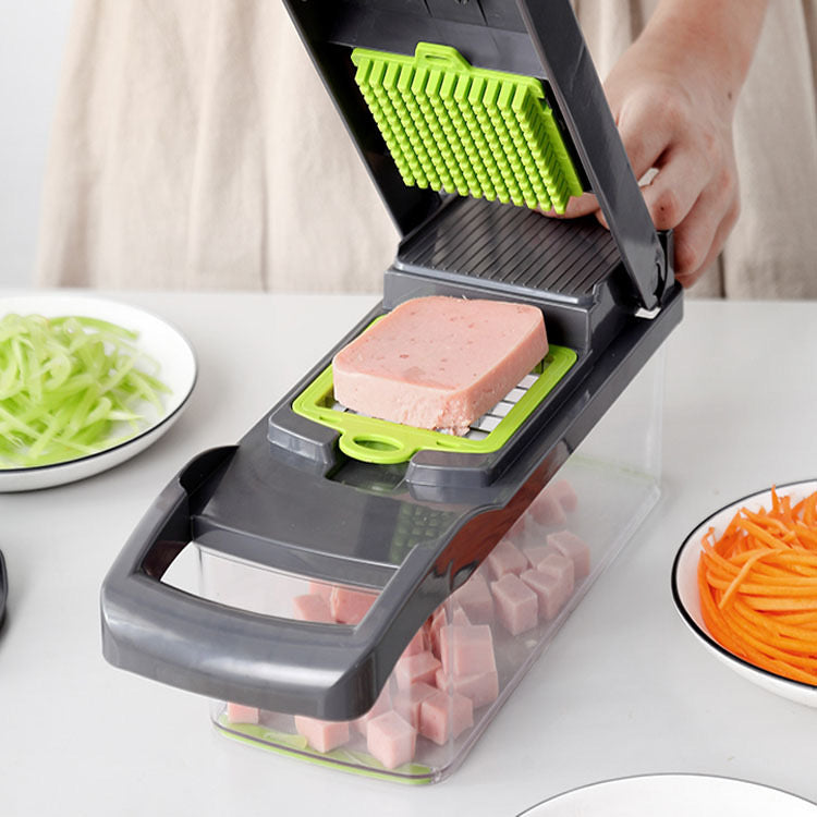 12-in-1 multifunctional slicer:Slicer, Multifunctional, Kitchen, Food preparation, Chopper, Cutter, Dicer, Grater, Julienne, Vegetable, Fruit, Salad