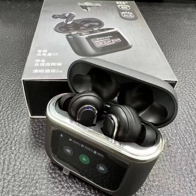 INNOVATIVE V8 by ISP Adaptive Active Noise Cancelling Wireless Earbuds, Reduce Noise by Up To 98%, Ultra Long 32H Playtime, Hi-Res Sound, Comfortable fit, LED Smart Touch Screen, 6 microphones for calls, IPX5, ENC,Compatible for All Devices