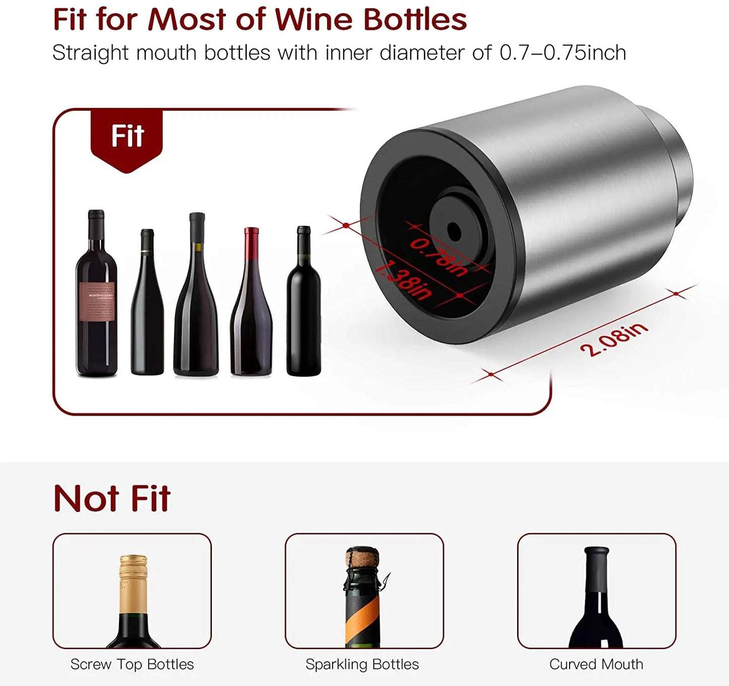 INNOVATIVE Wine Bottle Stopper, Reusable Wine Stoppers, Vacuum Wine Preserver with Time Scale Record, Wine Savers Vacuum Pump Corks Keep Wine Really Fresh, Best Gift Accessories.