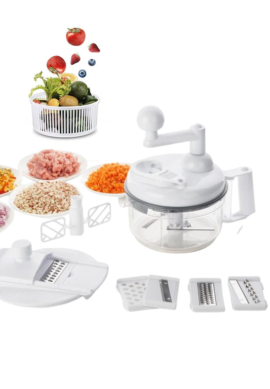 Chopper Hand Food Processor, Mixer, Blender, Whipper, Egg White Separator, Mincer, Grinder, Dicer with Clear Container BPA Free - (1200ml, White)
