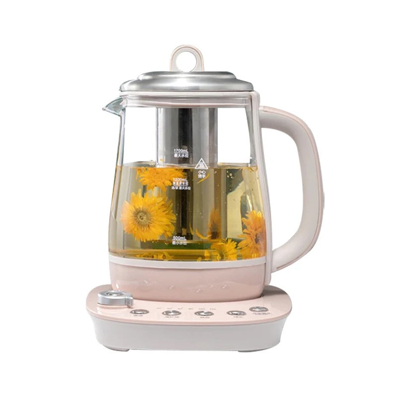 INNOVATIVE V1 Health Pot, Electric Kettle Tea Maker with Infuser, Borosilicate Glass Kettle & Stew Pot 1.7L 220V