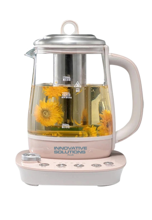 INNOVATIVE V1 Health Pot, Electric Kettle Tea Maker with Infuser, Borosilicate Glass Kettle & Stew Pot 1.7L 220V