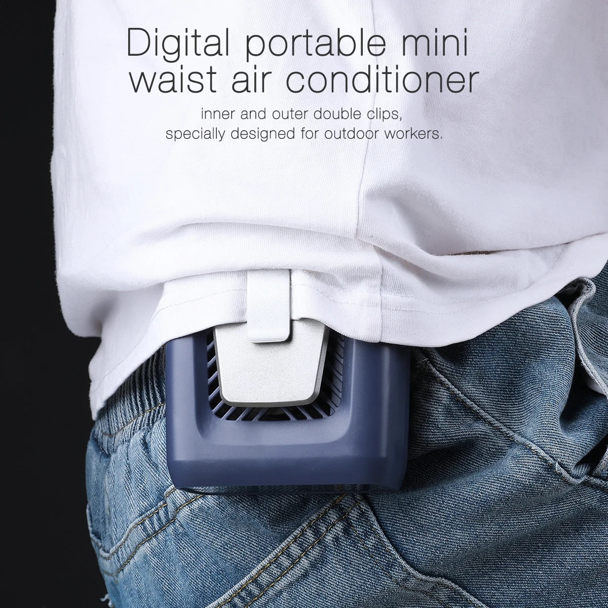 INNOVATIVE 5-IN-1 𝐖𝐚𝐢𝐬𝐭 𝐅𝐚𝐧 - LED 3 Speeds Strong Airflow 12000mAh Portable Cooling Fan Rechargeable Wearable Personal Clip on Shirt Belt for Outdoor, Jobsite, Farms, Traveling, Fishing, Camping & Picnic