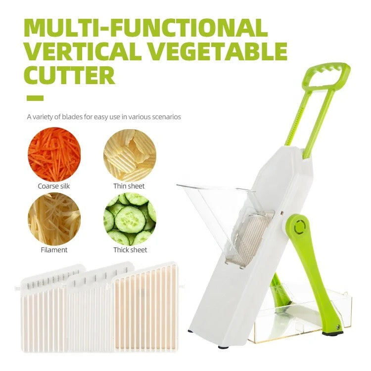 INNOVATIVE VEGETABLE SAFE - Mandoline Multi Vegetable Chopper Potato Slicer for Kitchen with container, 4 Modes 80+ Presets, Thickness Adjuster for Kitchen Fast Meal Prep-(5 in 1, Green)