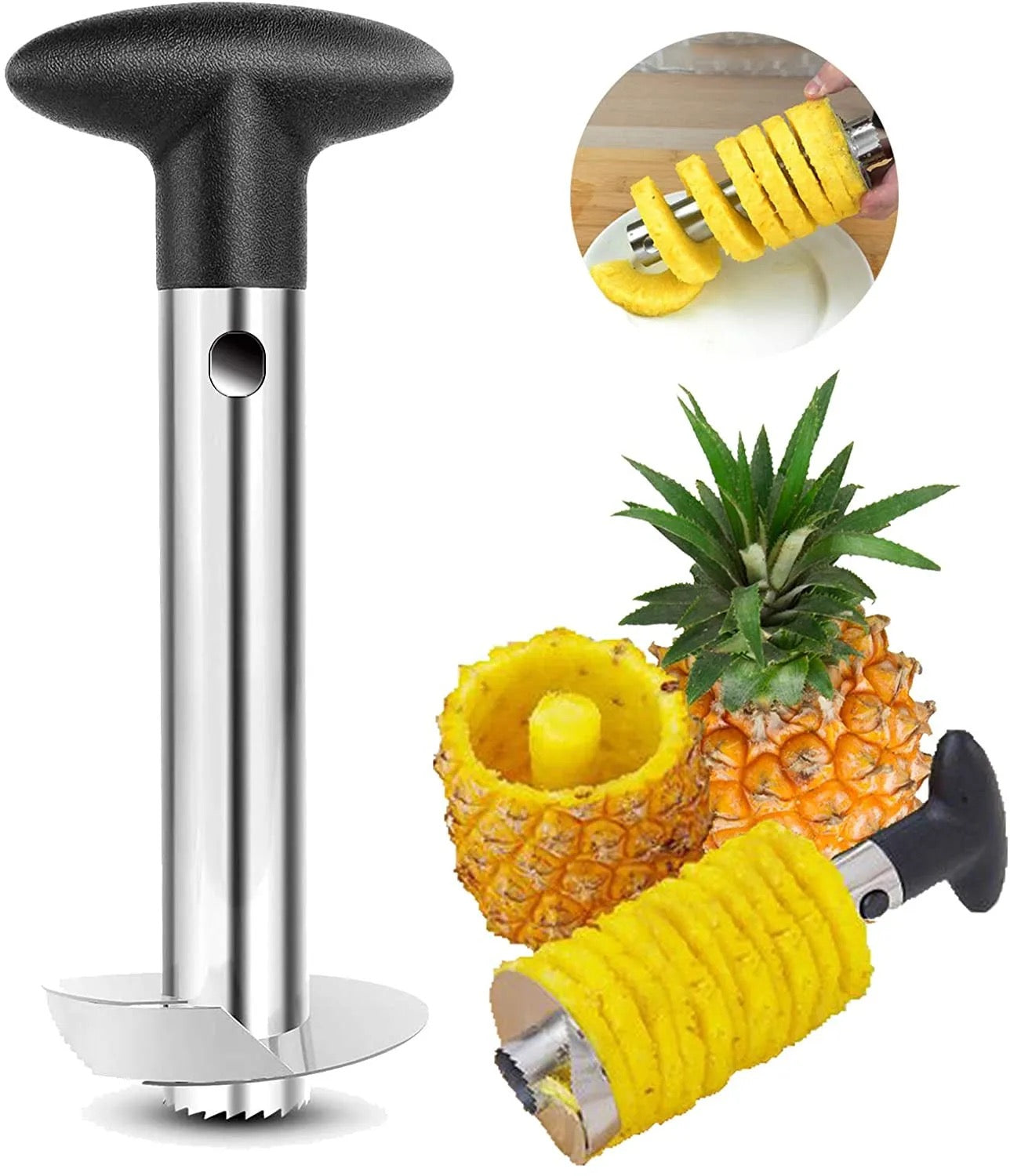 Pineapple Peeler , Stainless Steel Pineapple Corer Remover Slicer Tool For Home & Kitchen With Sharp Blade For Diced Fruit Rings