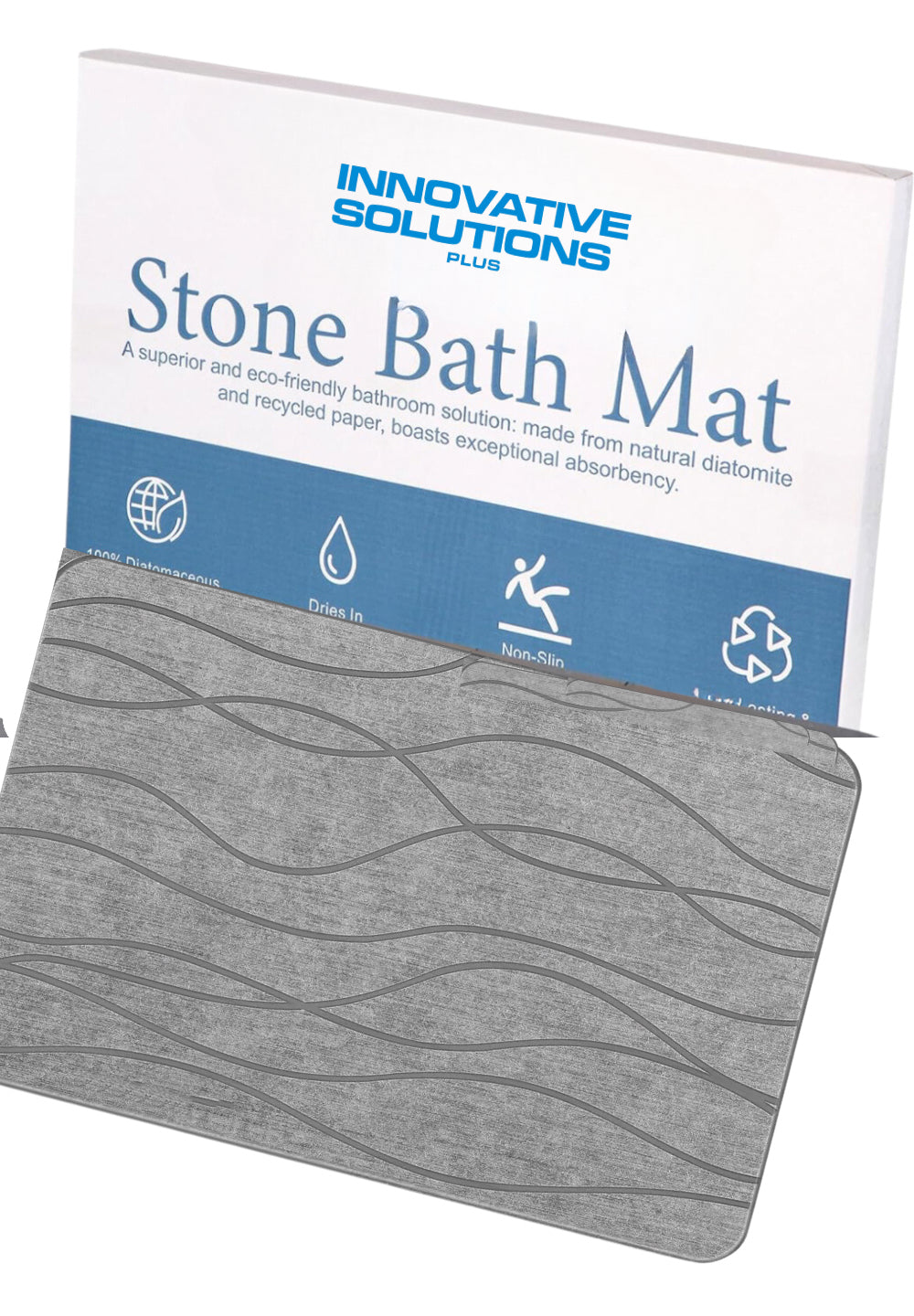 INNOVATIVE Stone Bath Mat Large, Quick Drying Bath Mat Stone Absorbing, Super Absorbent Diatomaceous Earth Bath Mat for Bathroom Kitchen, Easy to Clean