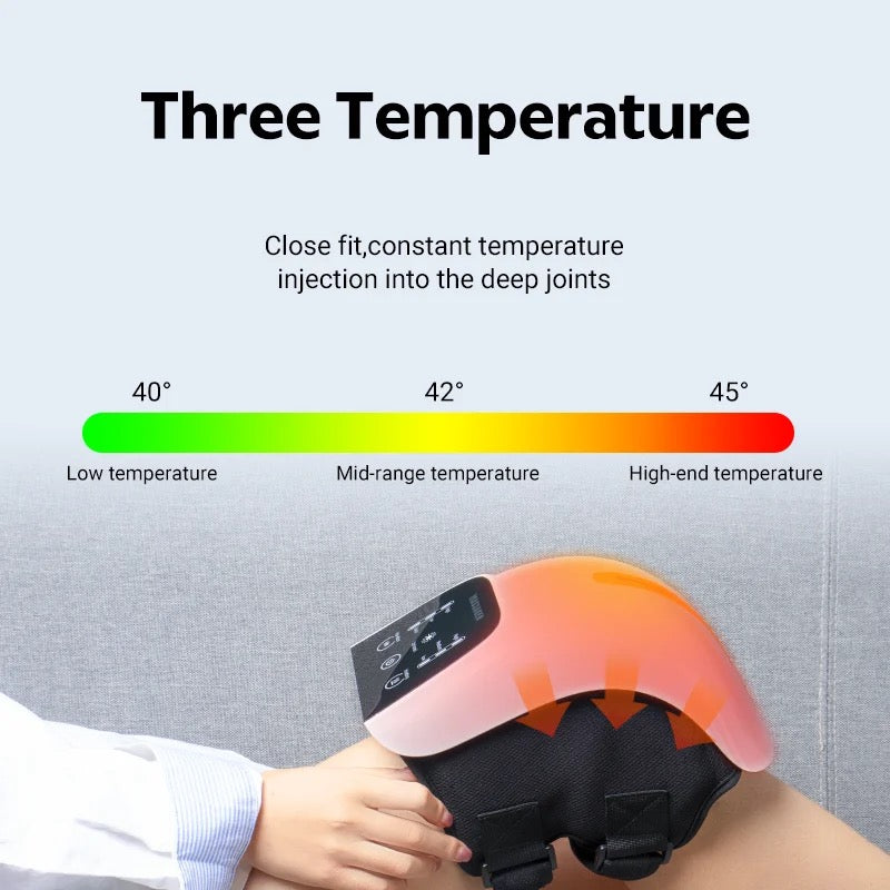 INNOVATIVE Cordless Knee Massager, Infrared Heat and Vibration Knee Pain Relief For Swelling Stiff Joints, Stretched Ligaments and Muscles Injuries, Premium Long Knee Straps with Airbag compression ( Type C ) FCC and Ce Certifications