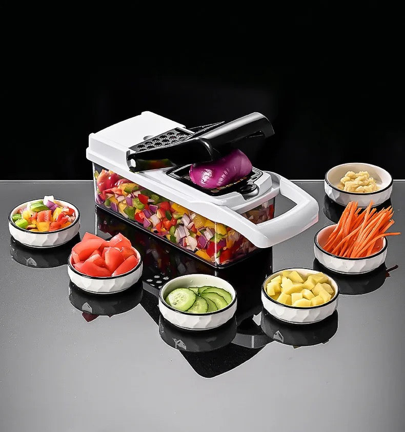 12-in-1 multifunctional slicer:Slicer, Multifunctional, Kitchen, Food preparation, Chopper, Cutter, Dicer, Grater, Julienne, Vegetable, Fruit, Salad