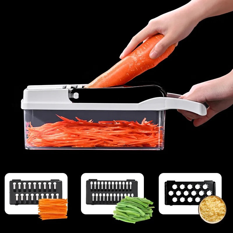 12-in-1 multifunctional slicer:Slicer, Multifunctional, Kitchen, Food preparation, Chopper, Cutter, Dicer, Grater, Julienne, Vegetable, Fruit, Salad