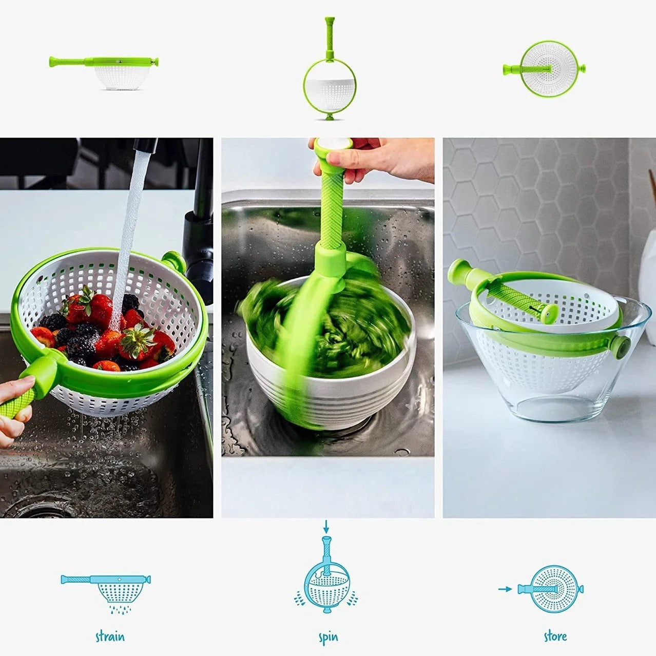 Multifunctional vegetable and fruit Rotating Drainage Basket