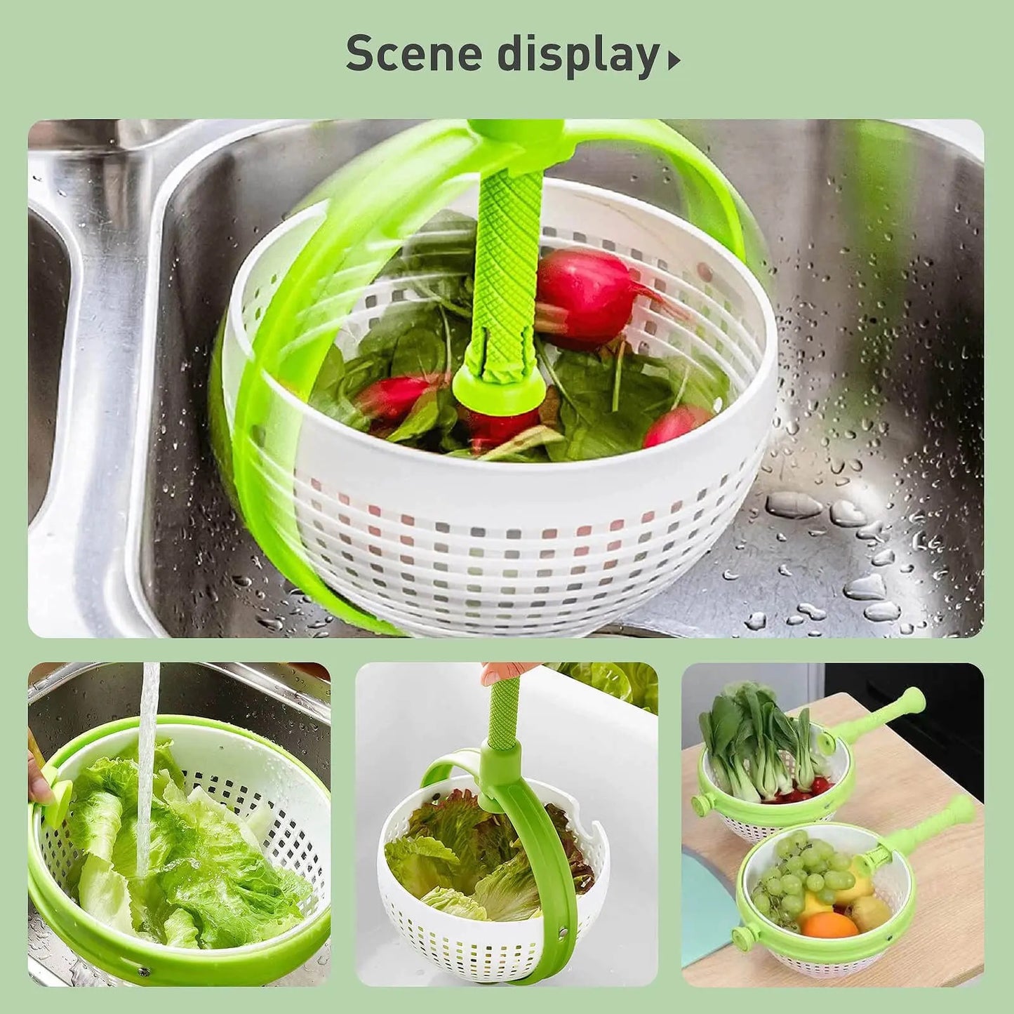 Multifunctional vegetable and fruit Rotating Drainage Basket