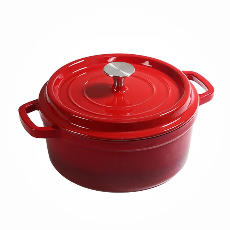 6QT/28cm  Enamelled Dutch Oven Pot with Lid, Cast Iron Dutch Oven with Dual Handles for Bread Baking, Cooking, Non-stick Enamel Coated Cookware