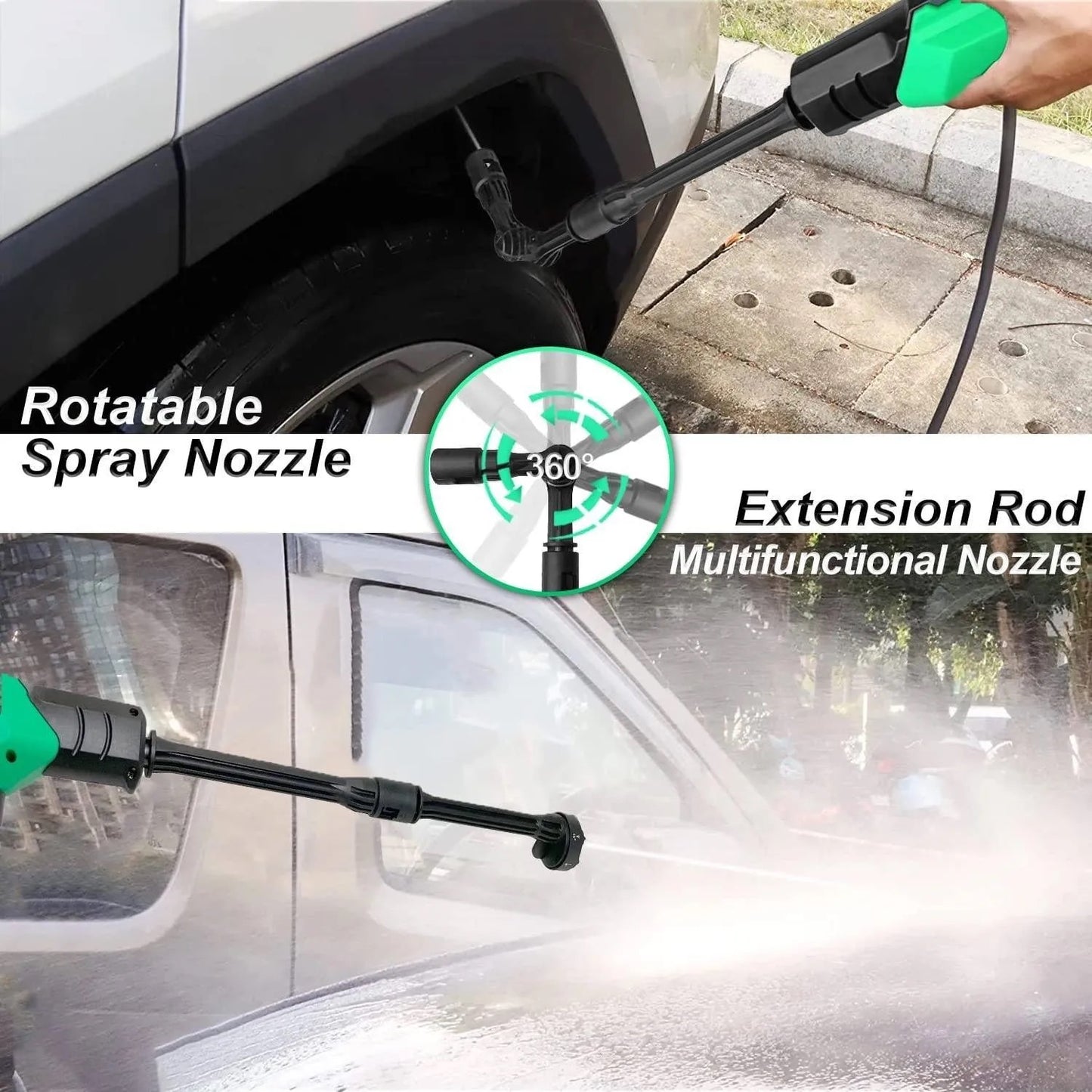 6-in-1 Portable Cordless Power Washer for cars and bikes. With a powerful 7500mah battery