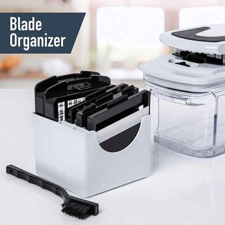 INNOVATIVE Pro-Series All-in-One, Blade Mandoline Slicer for Kitchen, Food Chopper, Vegetable Slicer and Spiralizer , Cutter , Dicer Kitchen Gadget Set with Removable Tray/Container-Gray