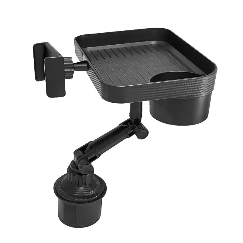 INNOVATIVE Larger Cup Holder Tray, 10 inch Car Food Tray for Eating, Detachable 3 in 1 Car Cup Holder Expander and 360° Rotating Car Cup Holder Tray Table with Phone Holder, Road Trip Essentials