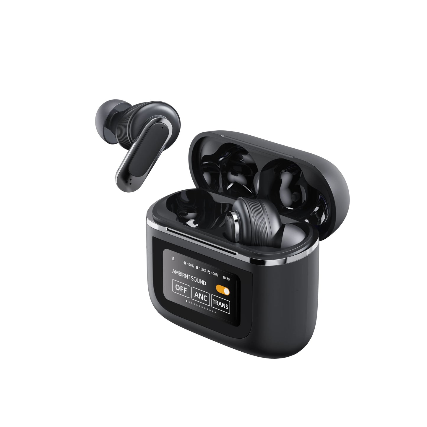 INNOVATIVE V8 by ISP Adaptive Active Noise Cancelling Wireless Earbuds, Reduce Noise by Up To 98%, Ultra Long 32H Playtime, Hi-Res Sound, Comfortable fit, LED Smart Touch Screen, 6 microphones for calls, IPX5, ENC,Compatible for All Devices