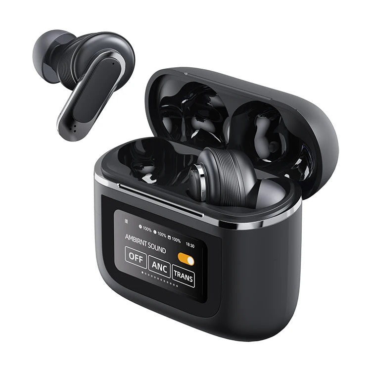 INNOVATIVE V8 by ISP Adaptive Active Noise Cancelling Wireless Earbuds, Reduce Noise by Up To 98%, Ultra Long 32H Playtime, Hi-Res Sound, Comfortable fit, LED Smart Touch Screen, 6 microphones for calls, IPX5, ENC,Compatible for All Devices