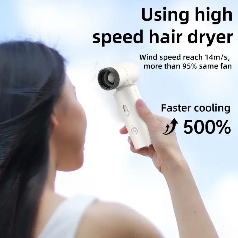 INNOVATIVE Mini Turbo Jet Fan Portable Hair Dryer, Air Blower & Fan 80,000 RPM Brushless Motor 52m/s Industrial Duct Jet Dry Fan for Electronics Cleaning, Outdoor, Camp - (2-in-1, White)