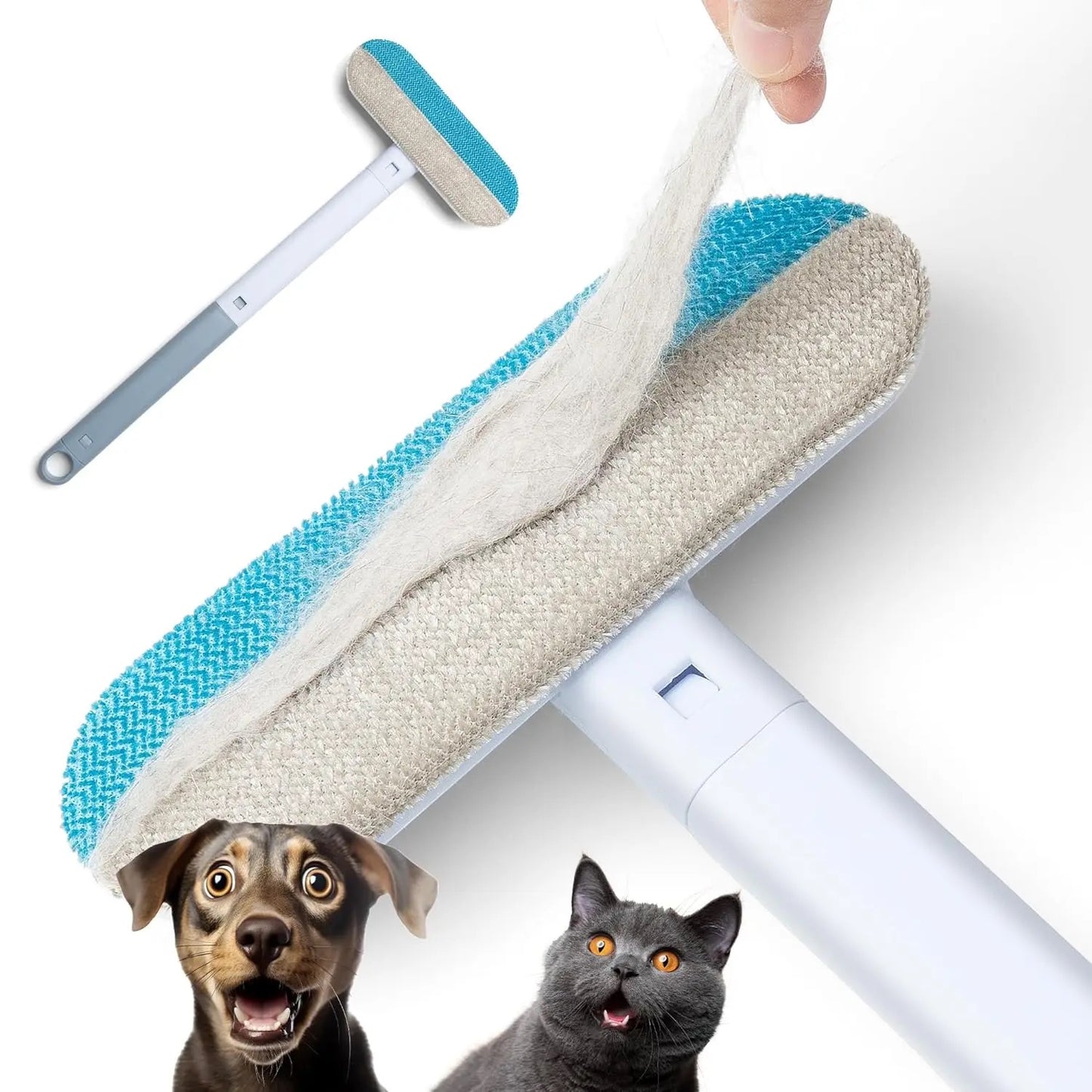 INNOVATIVE 2-in-1 Pet Hair & Window Remover for Couch（Push Forward Pull Back Combination Use, Excellent Effect）Dog Cat Hair Remover For Couch Bedsheets , Windows, Clothes Blankets and Other Furniture