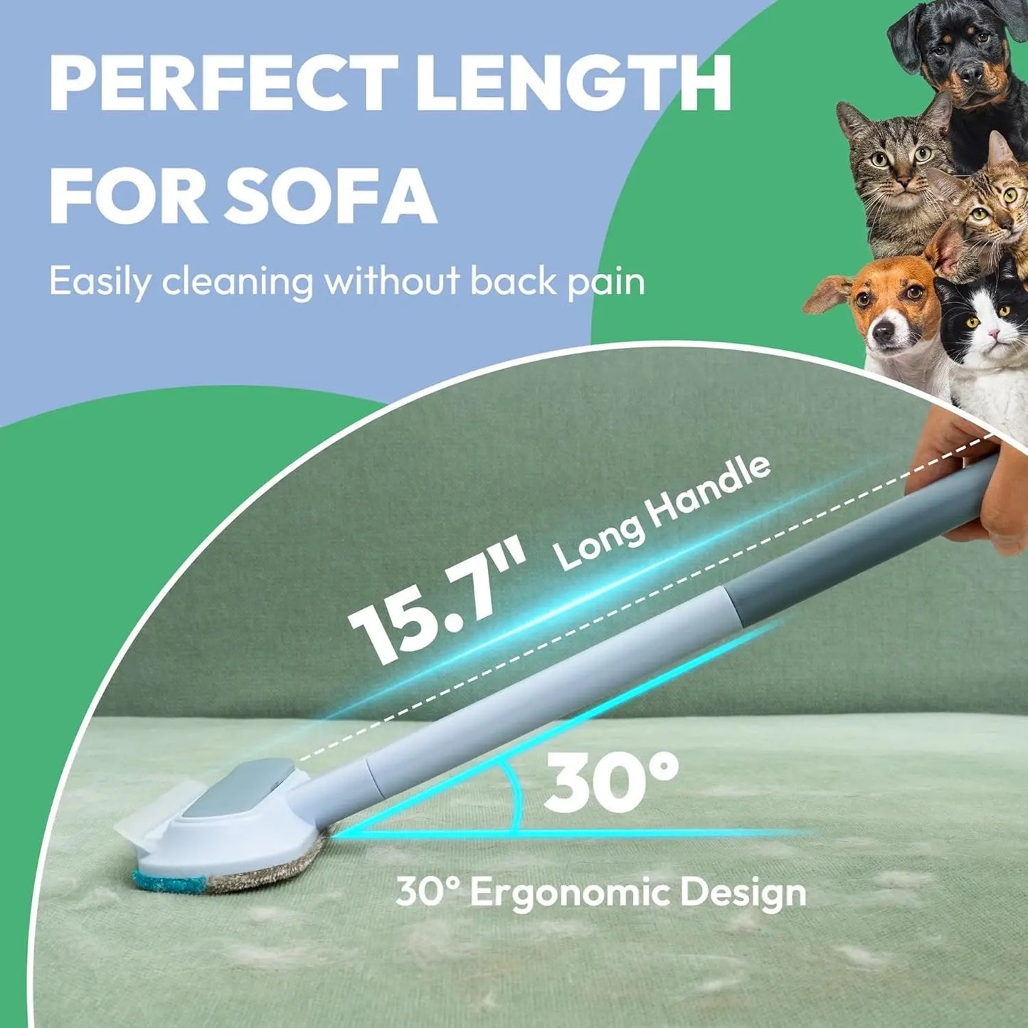 INNOVATIVE 2-in-1 Pet Hair & Window Remover for Couch（Push Forward Pull Back Combination Use, Excellent Effect）Dog Cat Hair Remover For Couch Bedsheets , Windows, Clothes Blankets and Other Furniture