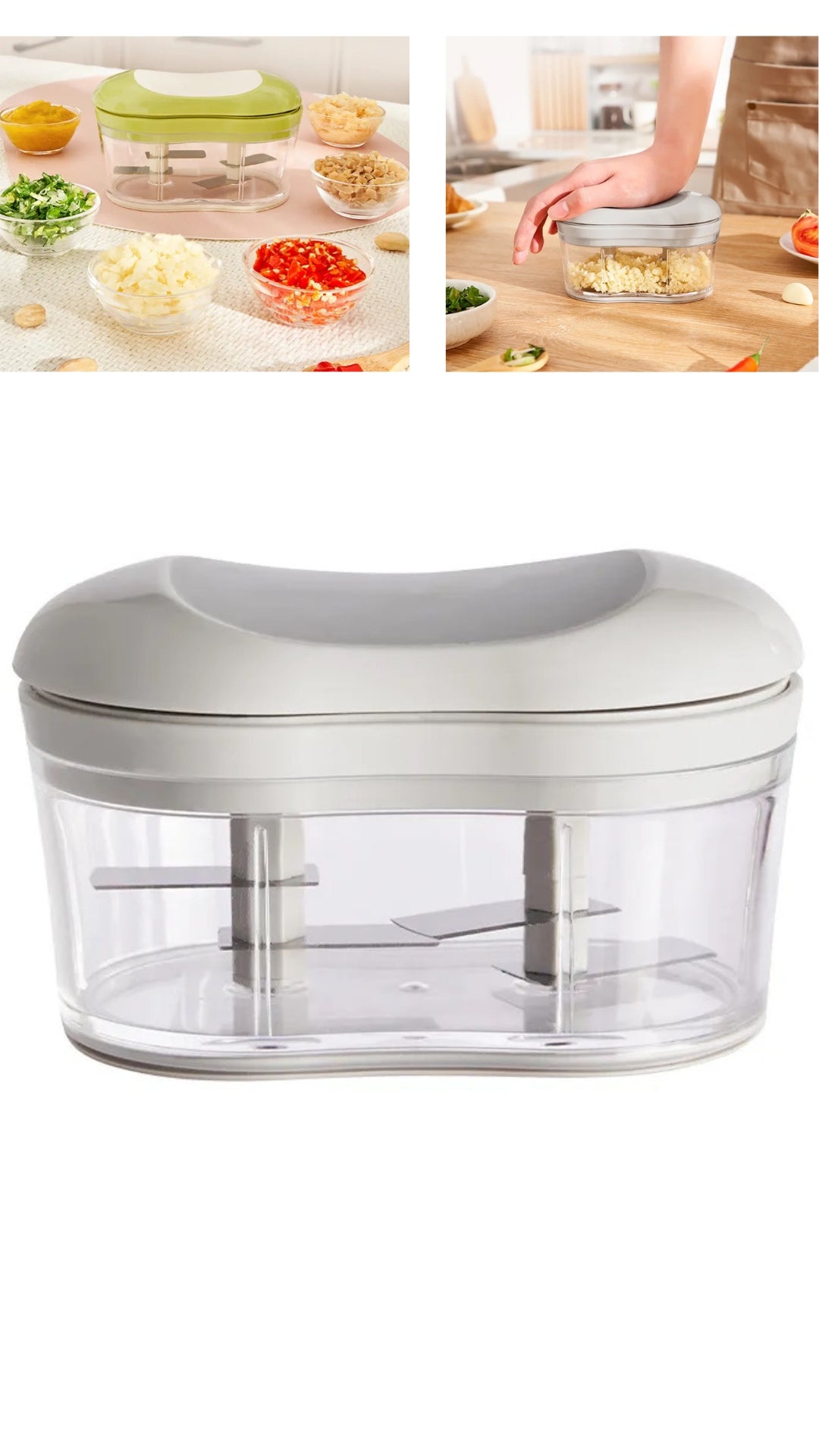 Innovative Dual Gliding Manual Food Chopper, Slicer Sliding Chopper Hand Onion Garlic Chopper, Whisk and Smoothie Blender