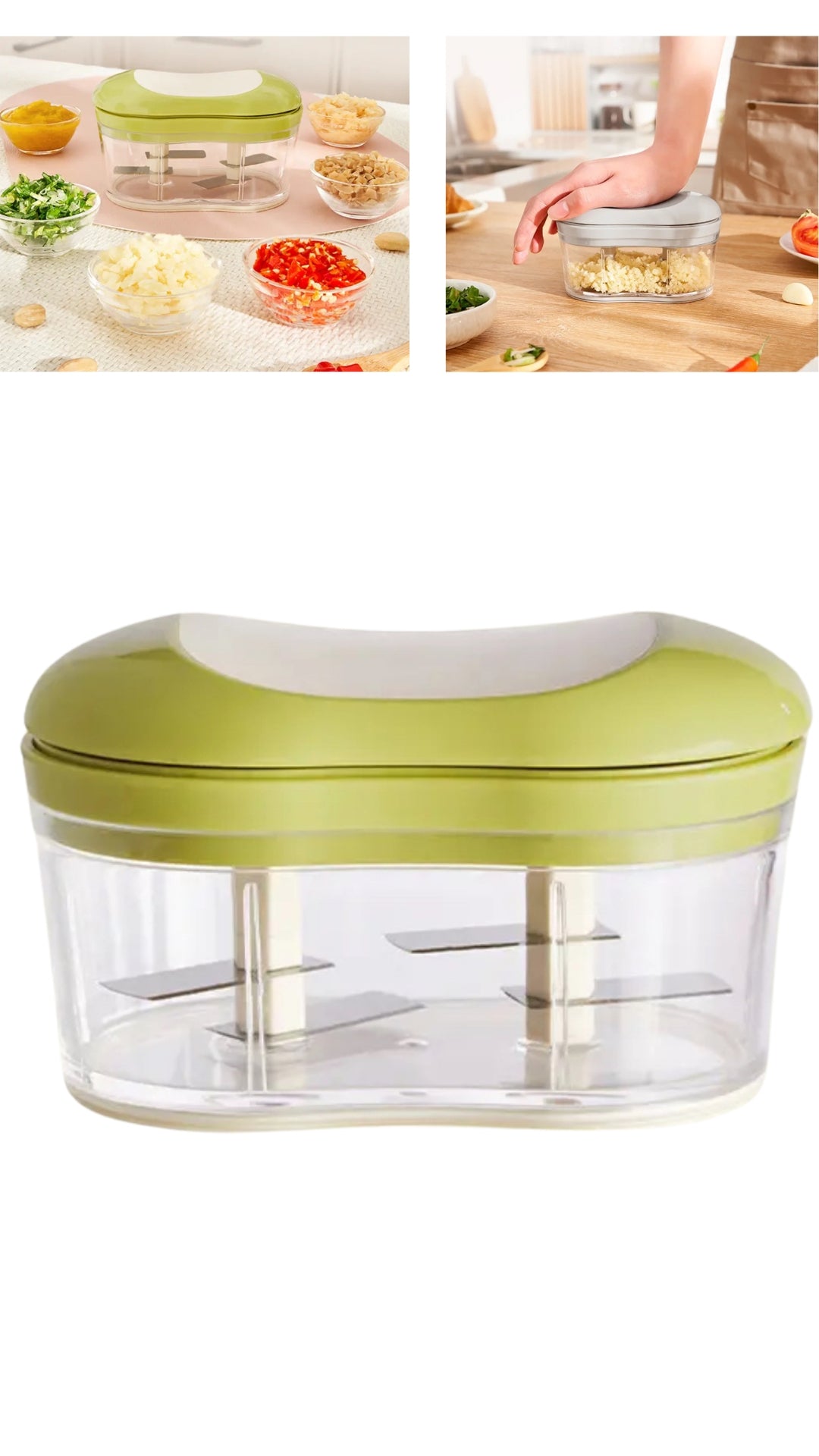 Innovative Dual Gliding Manual Food Chopper, Slicer Sliding Chopper Hand Onion Garlic Chopper, Whisk and Smoothie Blender