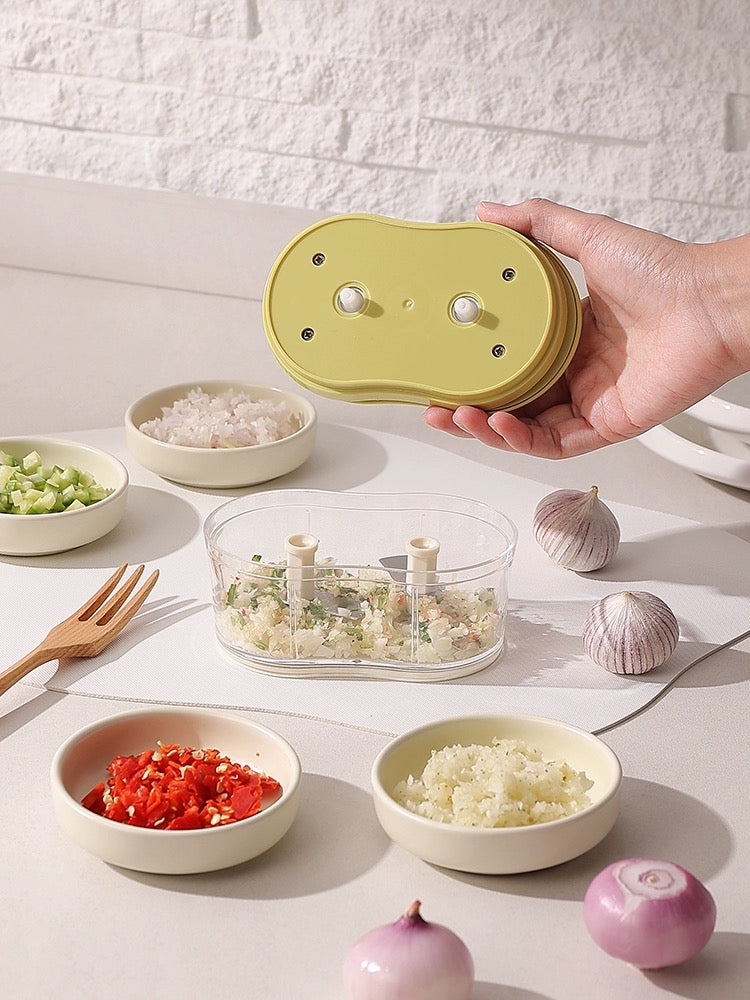 Innovative Dual Gliding Manual Food Chopper, Slicer Sliding Chopper Hand Onion Garlic Chopper, Whisk and Smoothie Blender