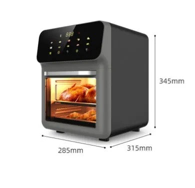 INNOVATIVE Air Fryer Oven, 15.5Qt X-Large Family Size, SS Rotisserie Basket &-Skewer Kit, Powerful 1800W, 50F-425F Temp Controls, Integrated Smart Thermometer Premium Mini 15Liter/Quarts Touch Screen Air-fryer with fat removal technology