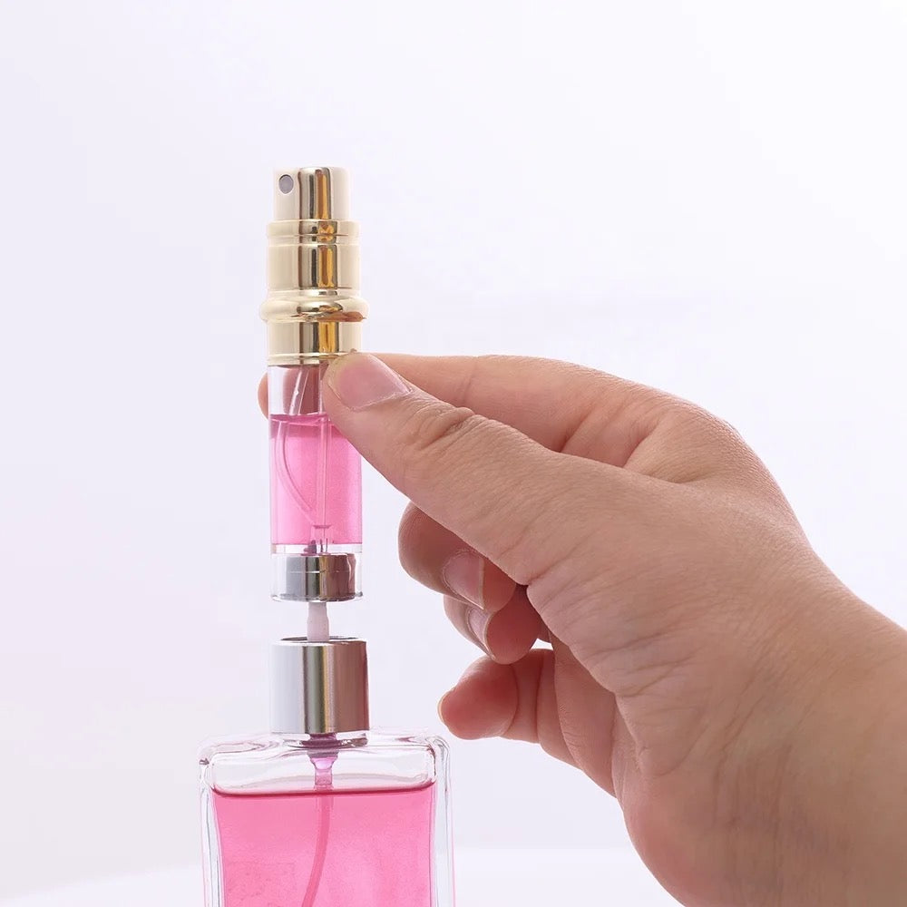 5ml Aluminum leather luxury portable traveling perfume pump bottle spray (8pcs)