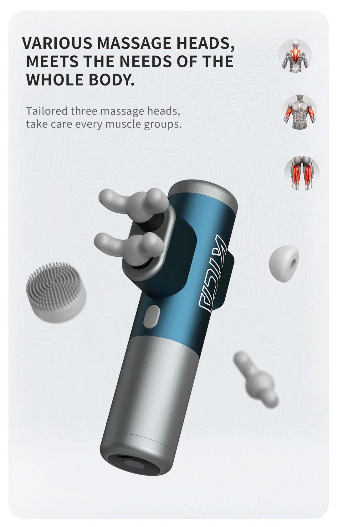 Kica Pro Double-Head Mini Massage Gun with LED Display Touchscreen, Handheld Deep Tissue Percussion Muscle Massage Gun for Therapy and Relaxation, 6 Massage Heads 10 Speeds Power Brushless Motor