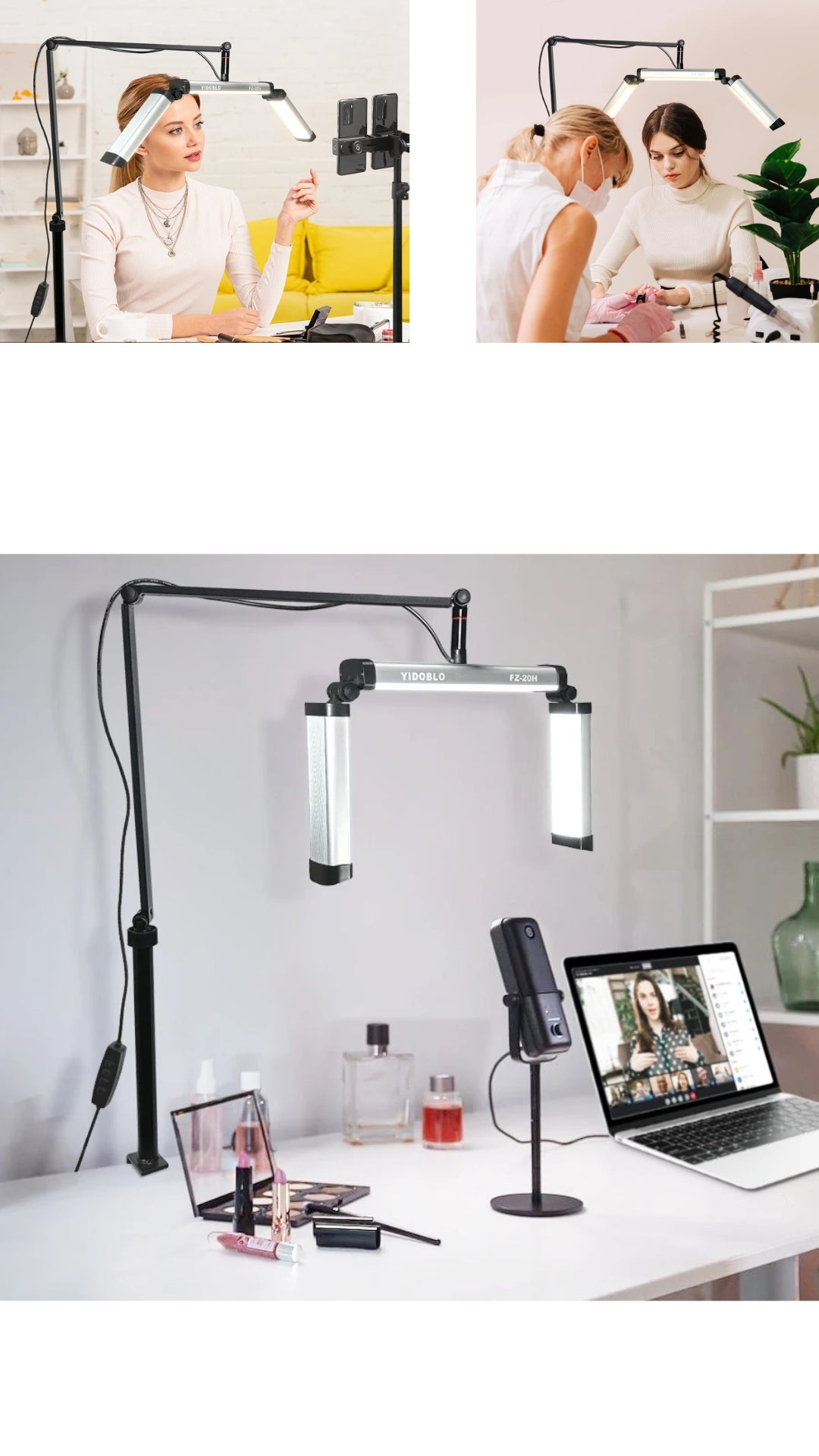 INNOVATIVE High Efficiency Foldable Super Bright LED Light  for Eyelash Tech, Makeup, Tattoo, Spa, Nails Eyelash Extensions, Half Moon Light, Lash Lamp, Aestheticians Light with Phone Holder, Lash Light