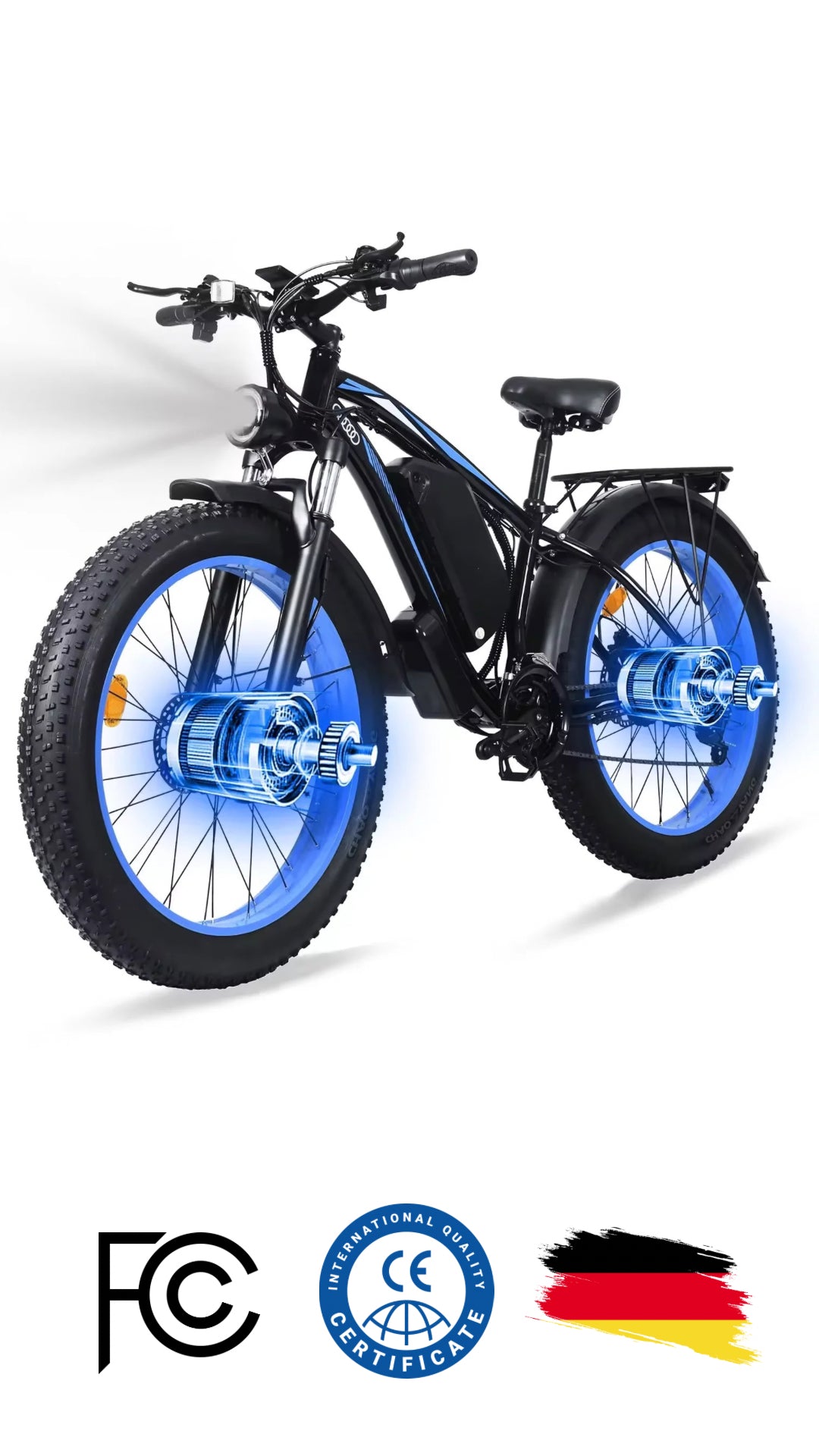 INNOVATIVE 26” X 4” Fat Tire Electric Bike for Adults, 48v 20Ah Lithium Battery , 1000 Watt Brushless Motor 50km/h , 7 Speed Electric Bicycle, Lockable Suspension ( Black)